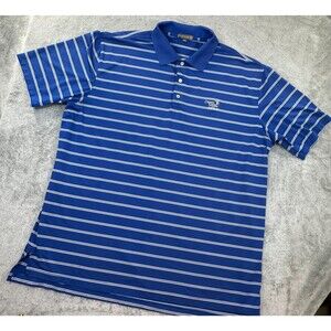 Peter Millar Summer Comfort Polo Shirt XXL Blue Stripe Desert Willow Golf